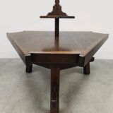 Spanish design vintage brutalist oak dining set chairs & table