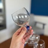 Set de 6 verre a vin luminarc made in france vintage verre avec boule en verre soufflé bleu