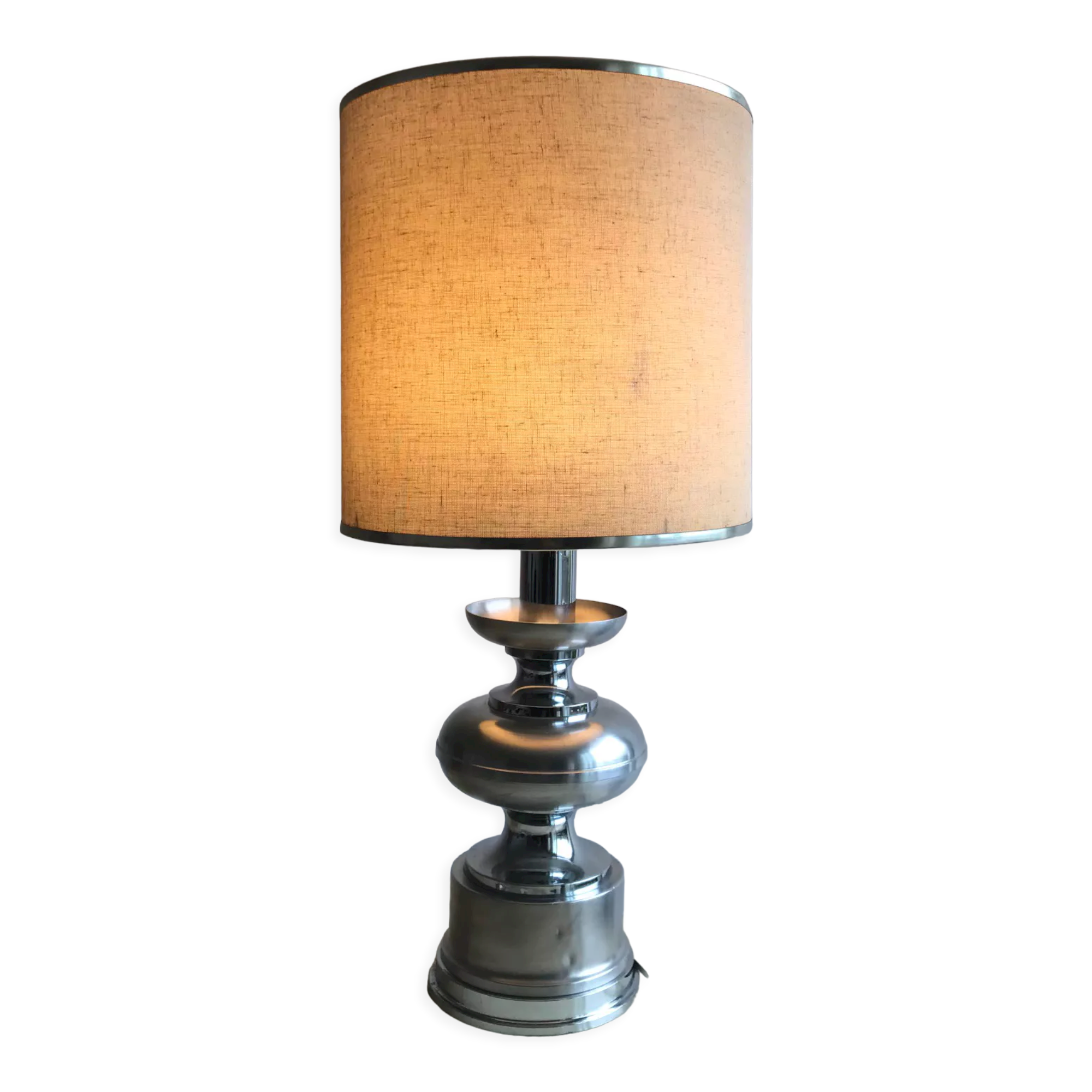 Matte metal and chrome lamp from the 1970s