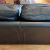 Roche Bobois black leather sofa