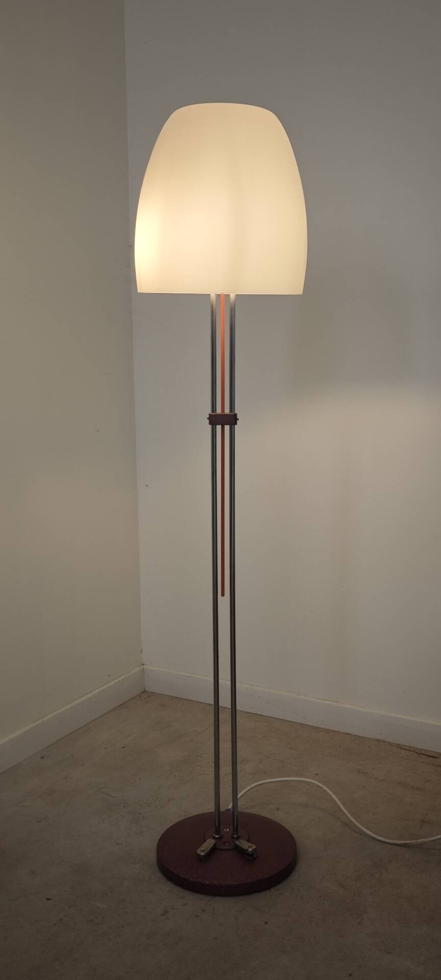 Chrome metal floor lamp opaline triplex Lidokov ex Czechoslovakia