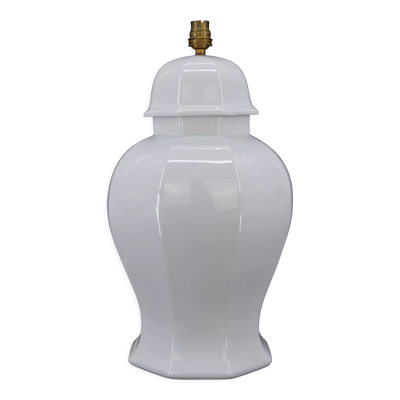 Pied de lampe en porcelaine blanche par Pillivuyt, Japonisme, France, circa 1970