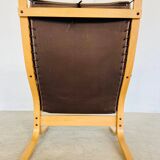 Vintage mid-century scandinavian brown leather lounge chair by ingmar relli