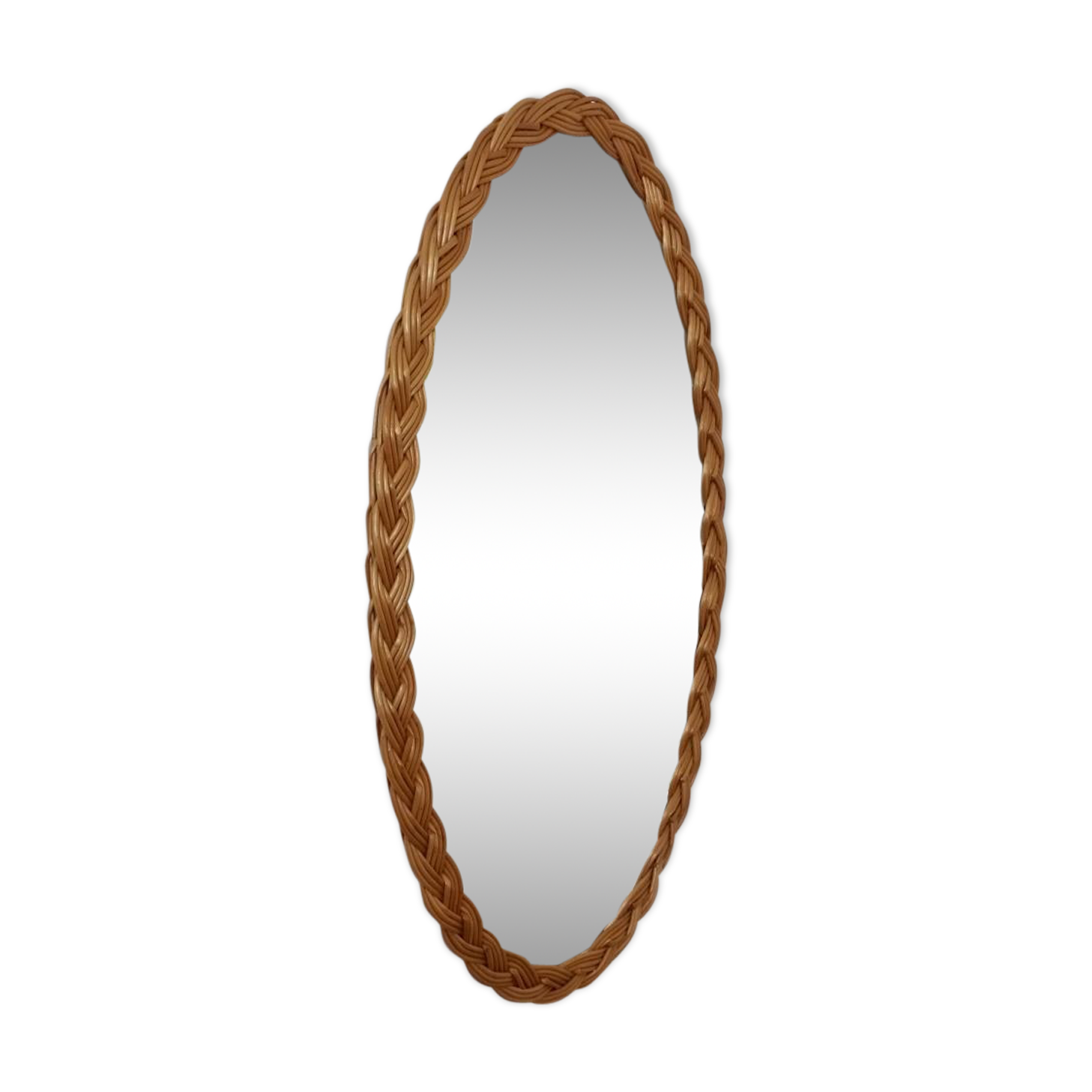 Large oval mirror rattan 37x70cm