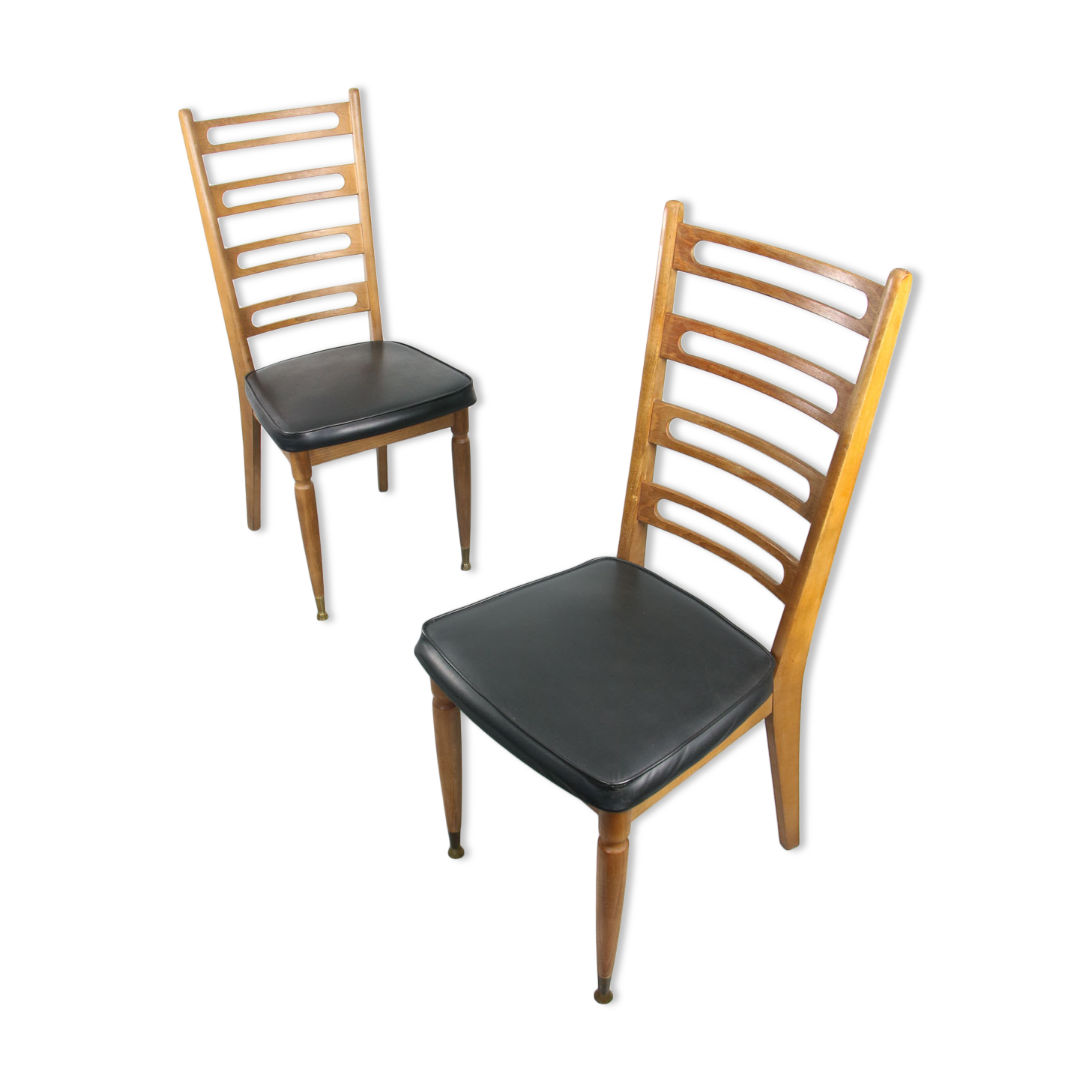 Vintage wooden & brass dining chairs