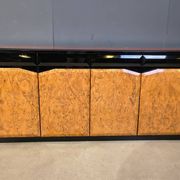 Vintage lacquer and burl wood credenza, 1980s