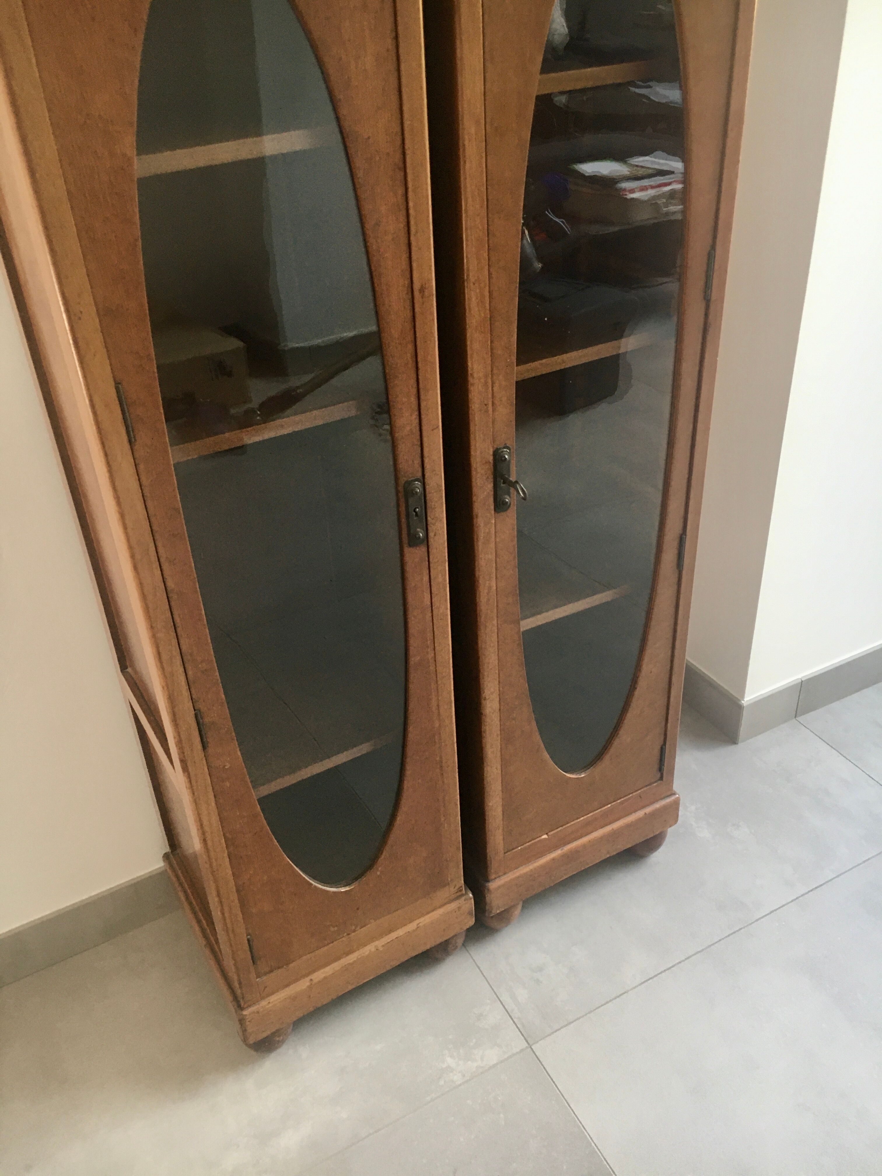 Authentic art deco showcase duo 1930s