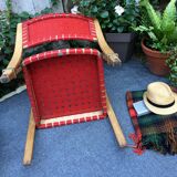Bow Wood Steiner armchair red slats