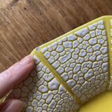 Ancien saladier, coupe à fruits - céramique jaune et blanc, vintage
