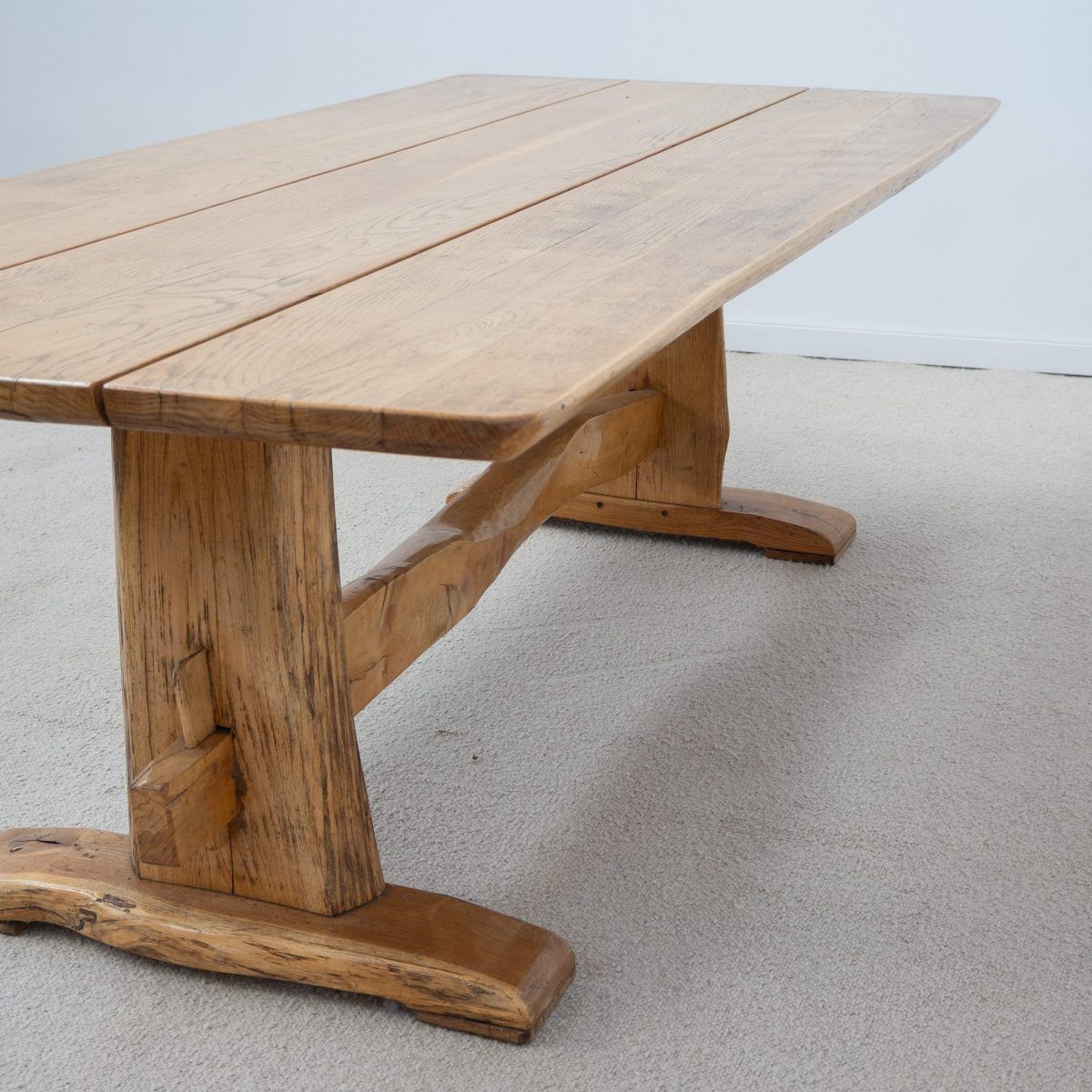 Solid oak dining table - 20th century French design