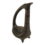 Zoomorphic pitcher vase in black ceramic