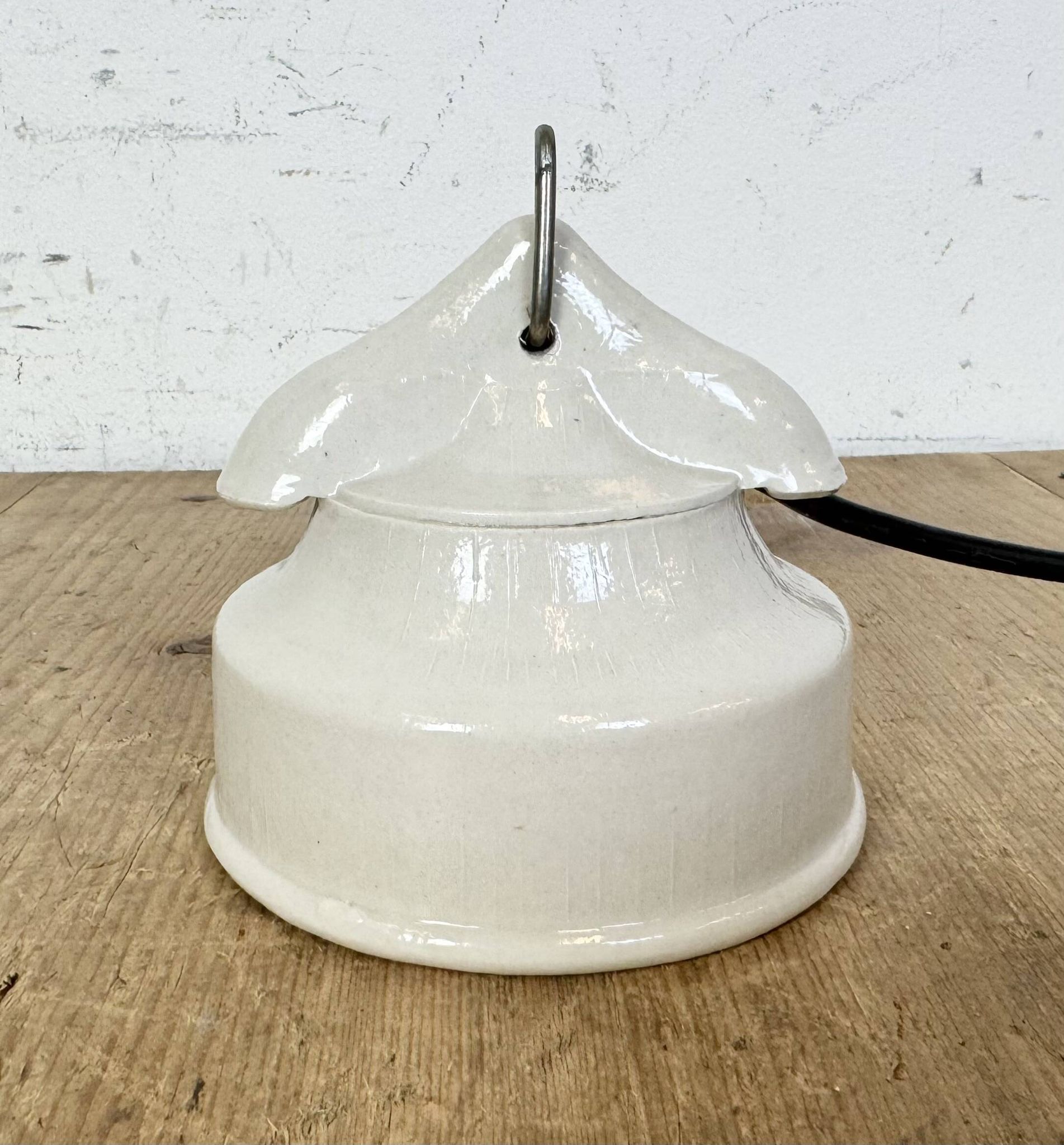 Vintage white porcelain pendant light, 1970s