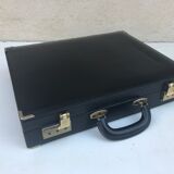 Old travel Gerard Henon leather black briefcase