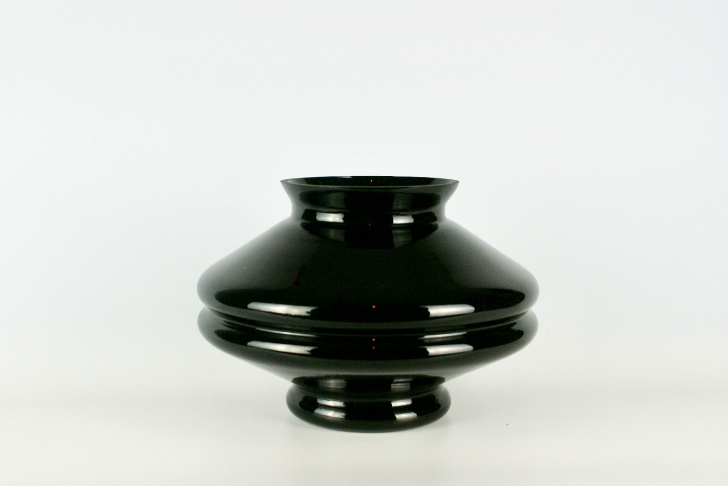 Shaped hyalite black glass vase