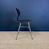 Set of 6 Flototto chairs wenge wood chrome steel 70s