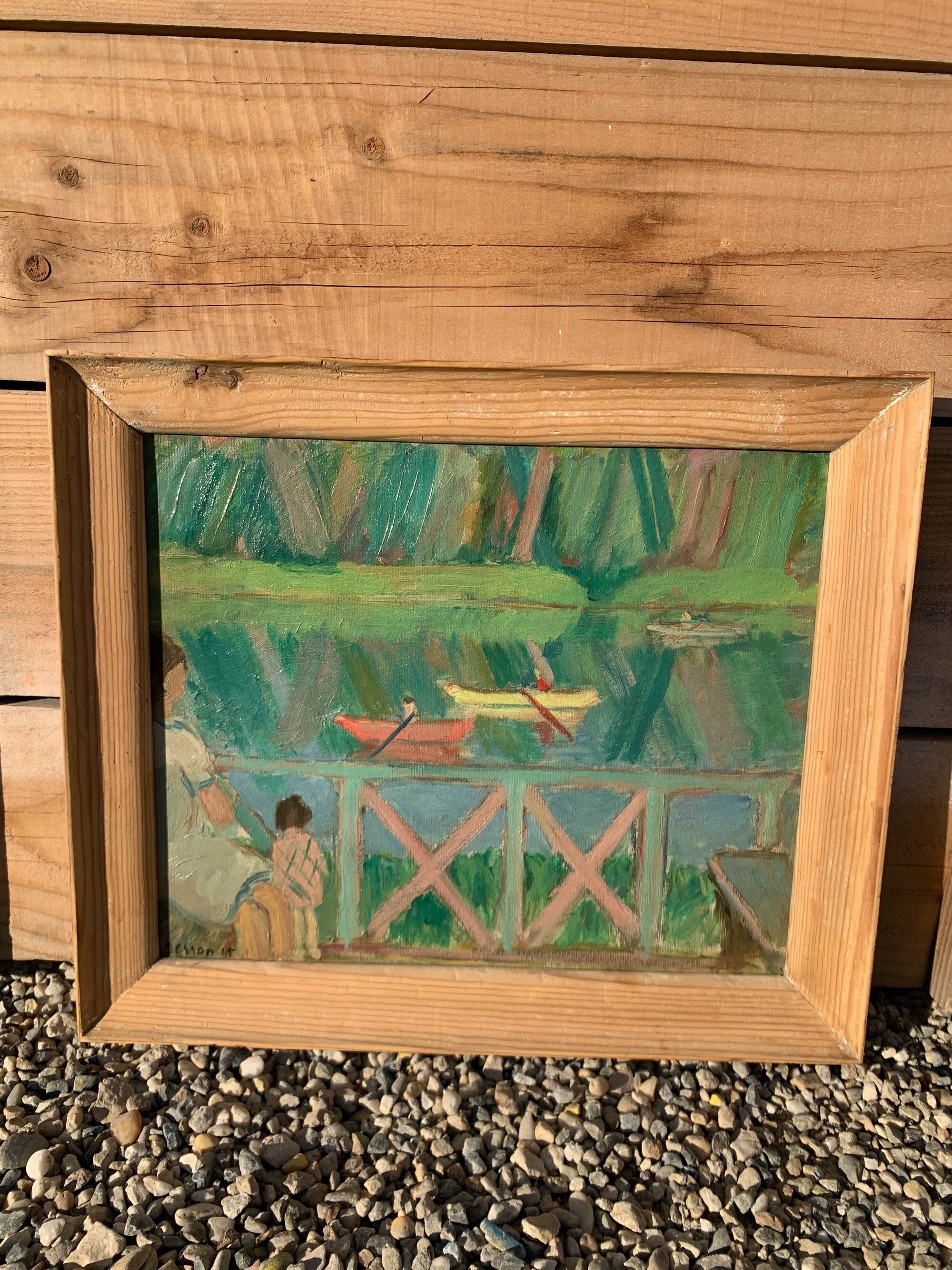 View of the terrace oil on panel