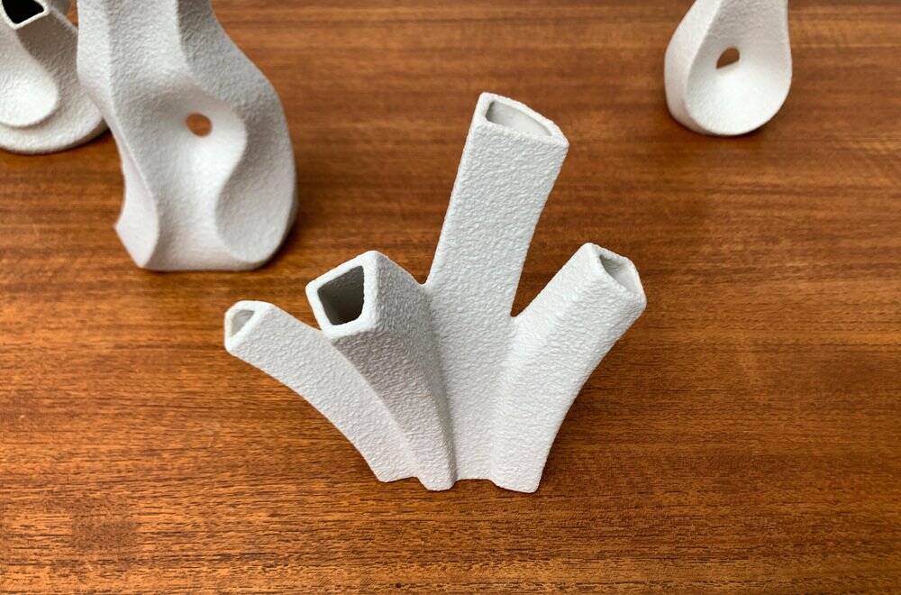 White sculptural vases by Peter Müller for Sgrafo Modern, 1960s, set of 6.