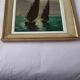Antique oil painting depicting a marine scene.