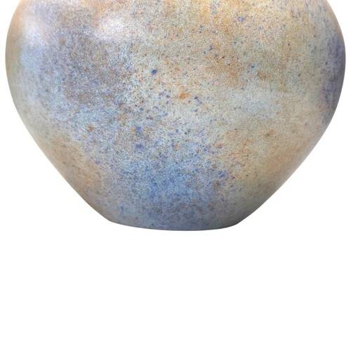 Studio ceramic vase from France circa 1960, blue-brown marbled, signed, 24 cm.