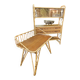 Rattan bamboo display shelf + vintage desk from the 50s-60s-70s.
