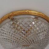 Bronze Cut Glass Ceiling Light: Mid-Century French Louis XVI Ceiling Lamp