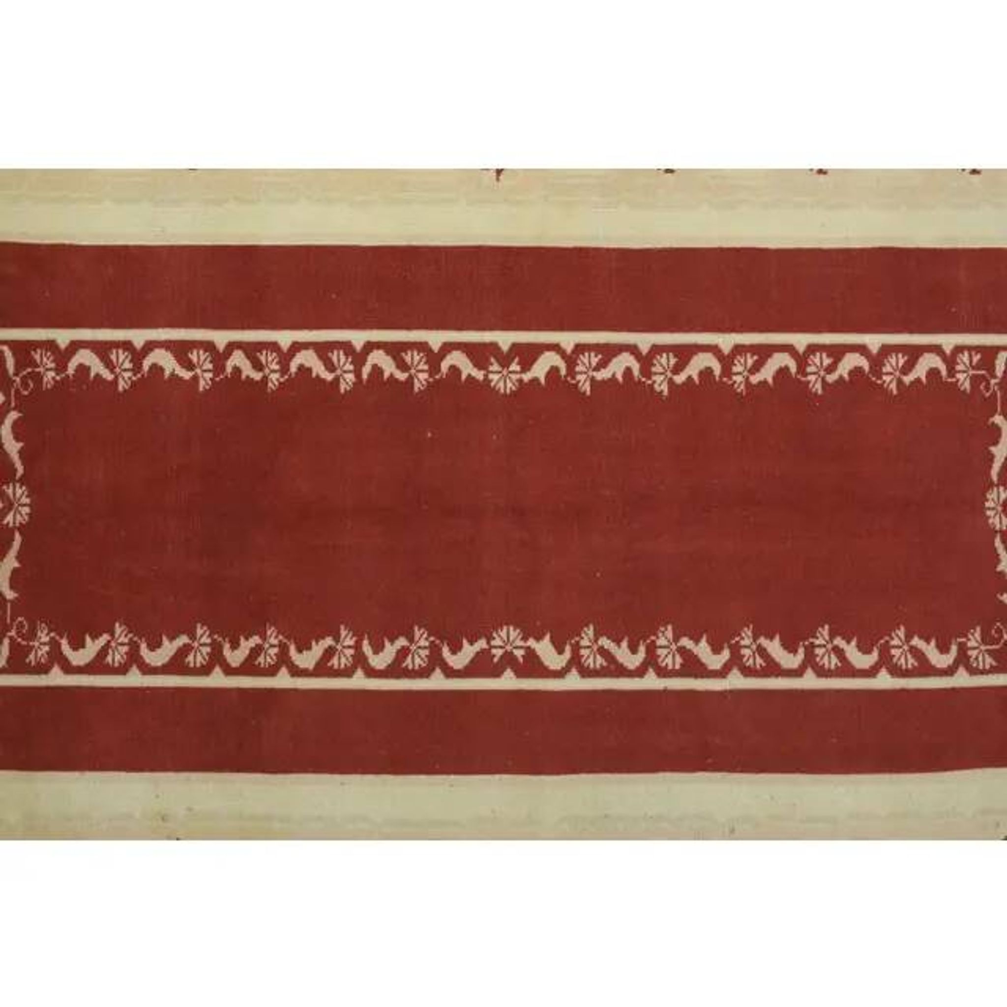 1970s Vintage Turkish Oushak Handmade Wool Cotton Beige Area Rug 194x263