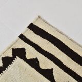 3x11 Kilim Cream & Brown Tribal Kilim Runner Rug, 99x322Cm
