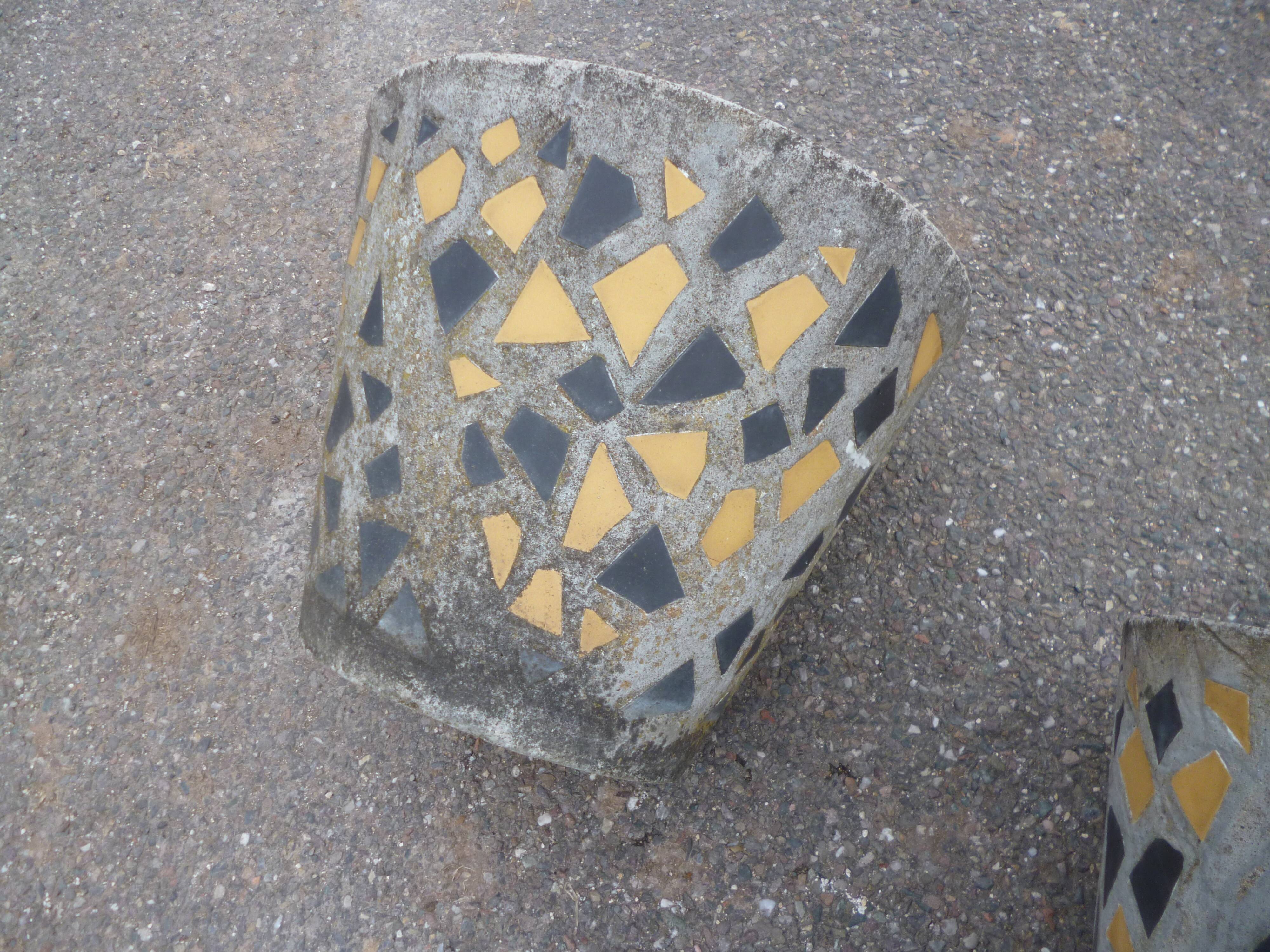 Pair of cement basins and tiles from the 50s