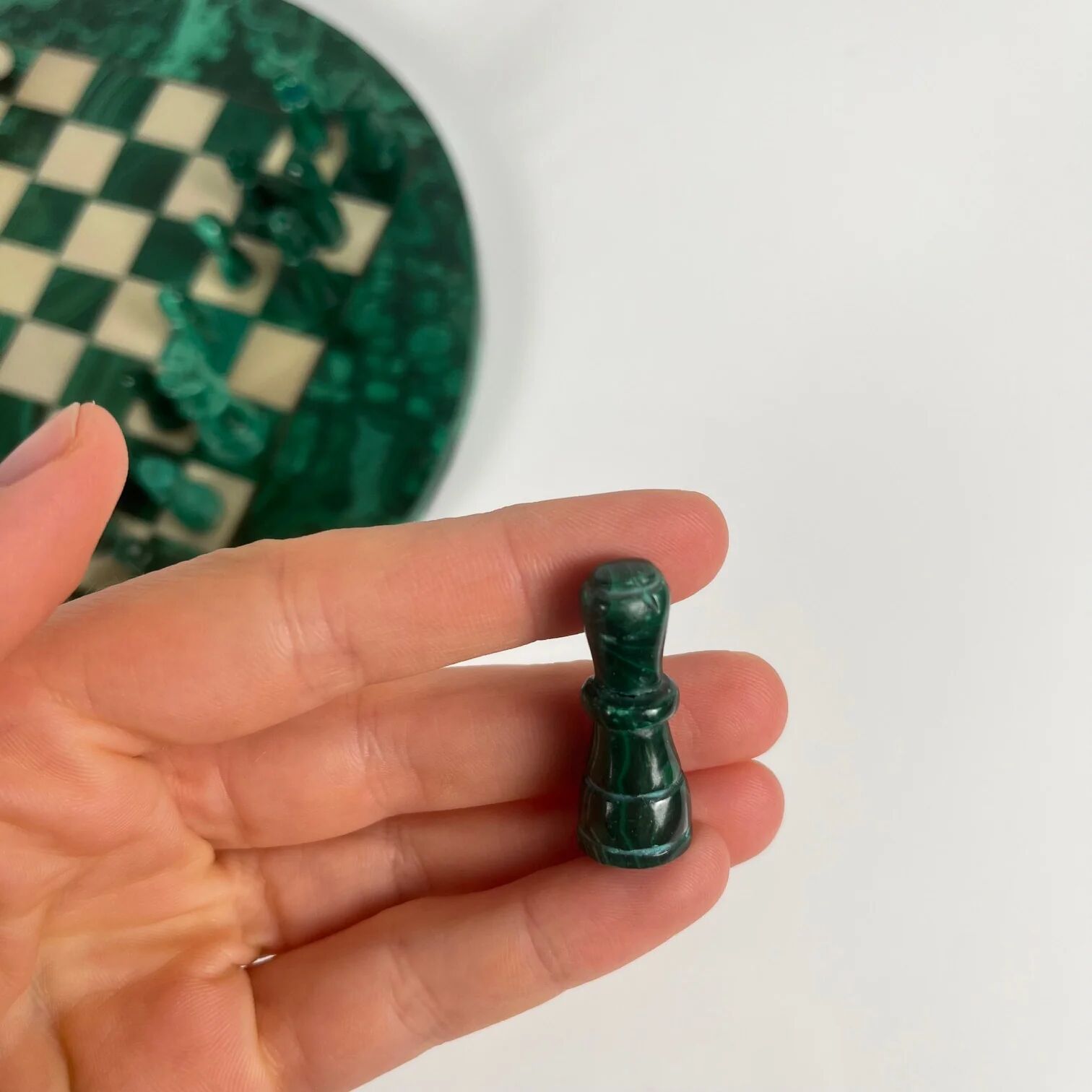 Decorative chess set in malachite, 1950–1970