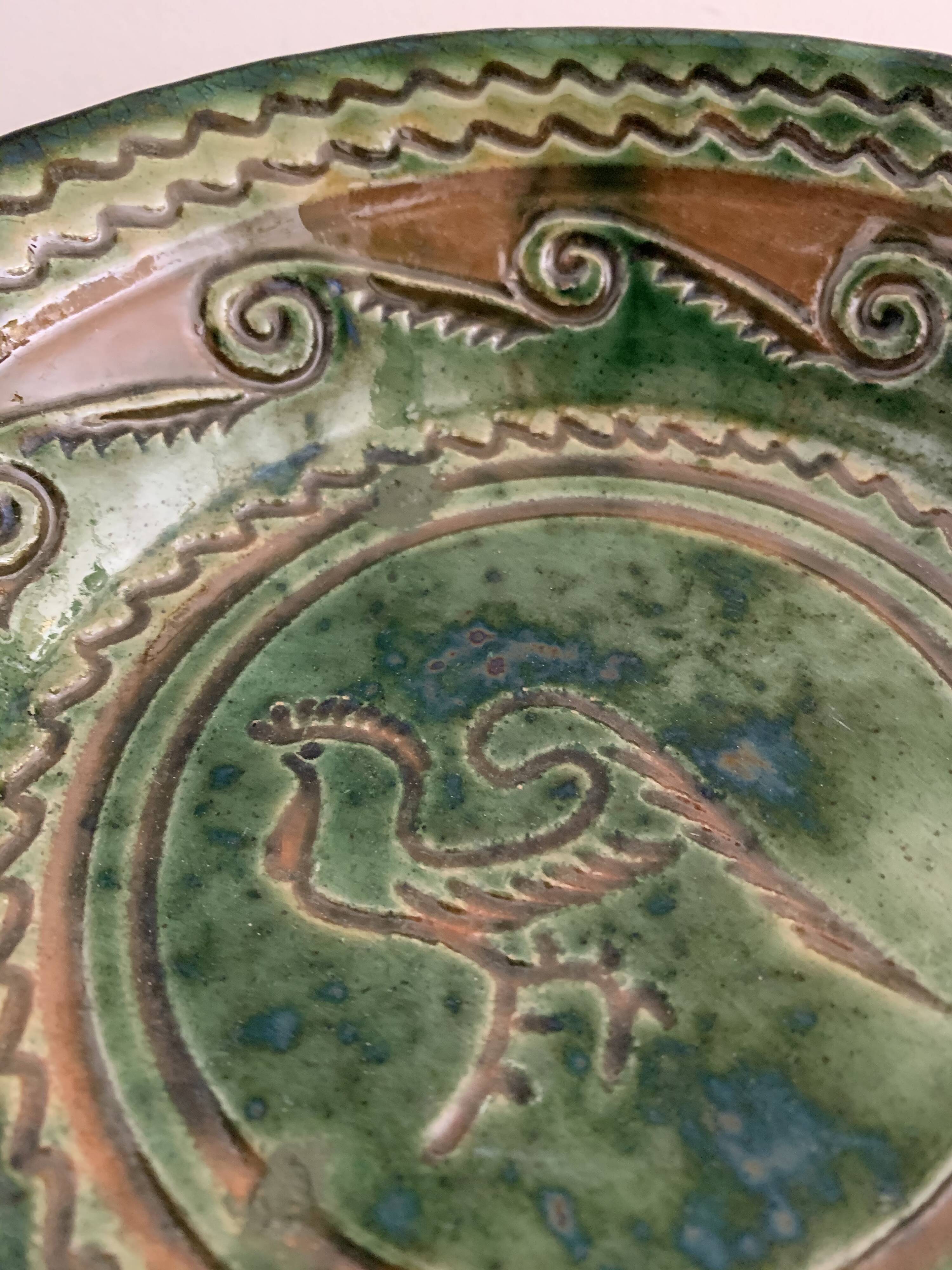 Tito Ubeda Spanish green ceramic fruit cup