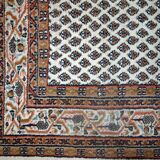 Tapis vintage fait main Seraband en laine blanche et brune (124cm x 185cm)