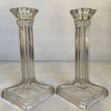 Pair of geometric art deco candlesticks