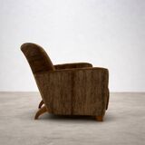 1930s Art Deco mohair velvet armchair