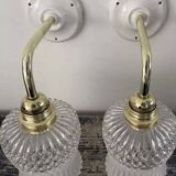 Pair of glass and ceramic wall lights