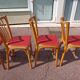 6 baumann bistro chairs wood and skaï red - vintage