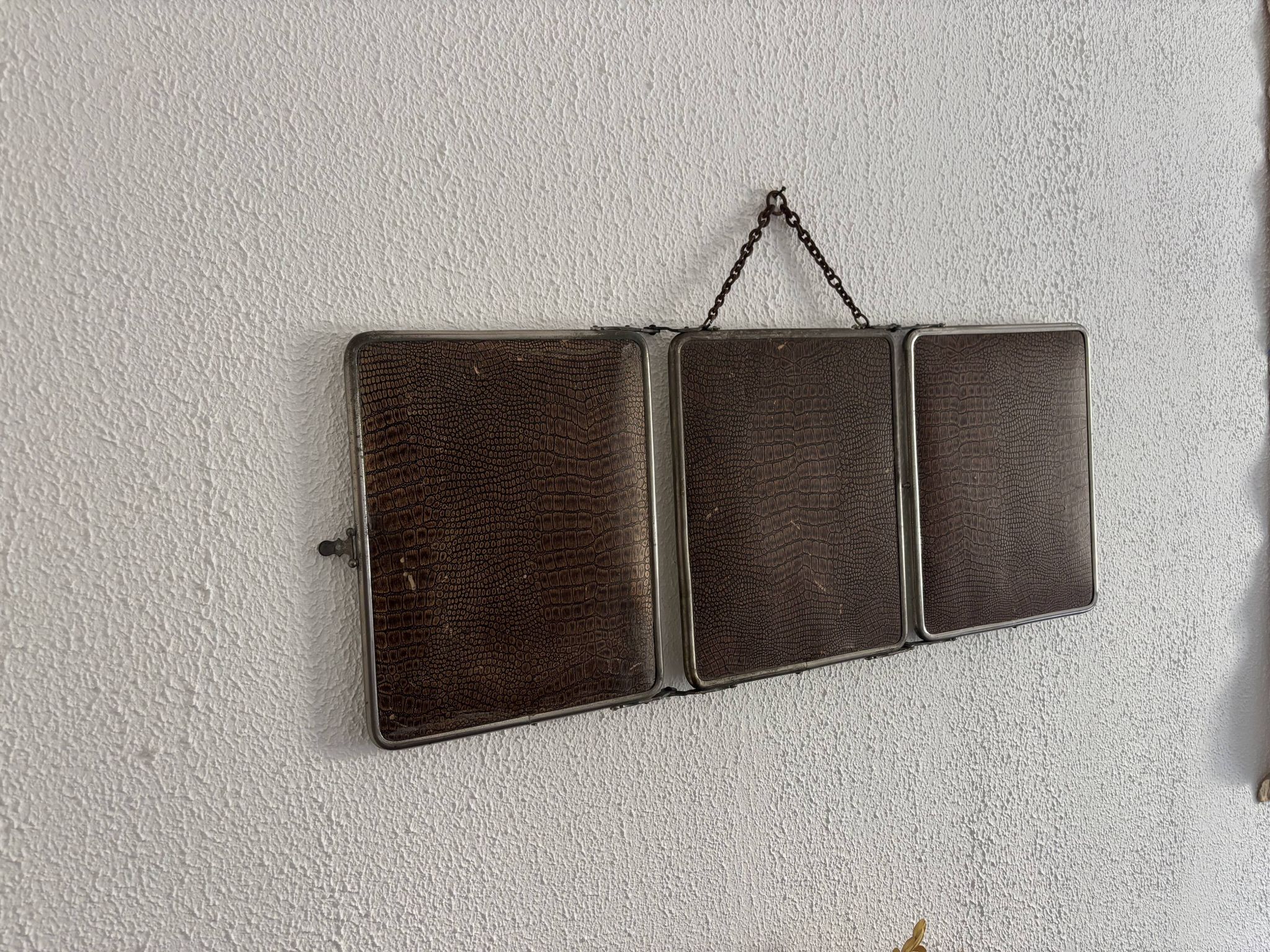 Vintage 1930s triptych barber mirror registered G.B Paris - 28 x 69 cm