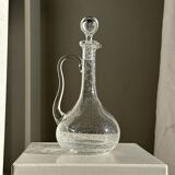 Large transparent glass carafe with a Biot stopper H32 D14.5
