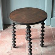 Wooden table with spool legs, coffee table, wooden side table, wooden end table, vintage round table, wooden table.