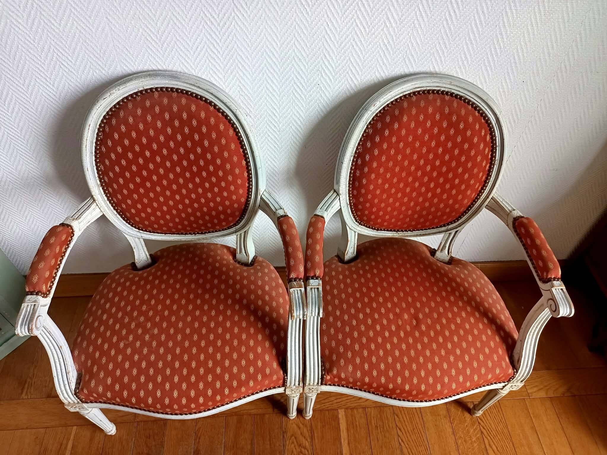 Pair of Louis XVI medallion cabriolet armchairs