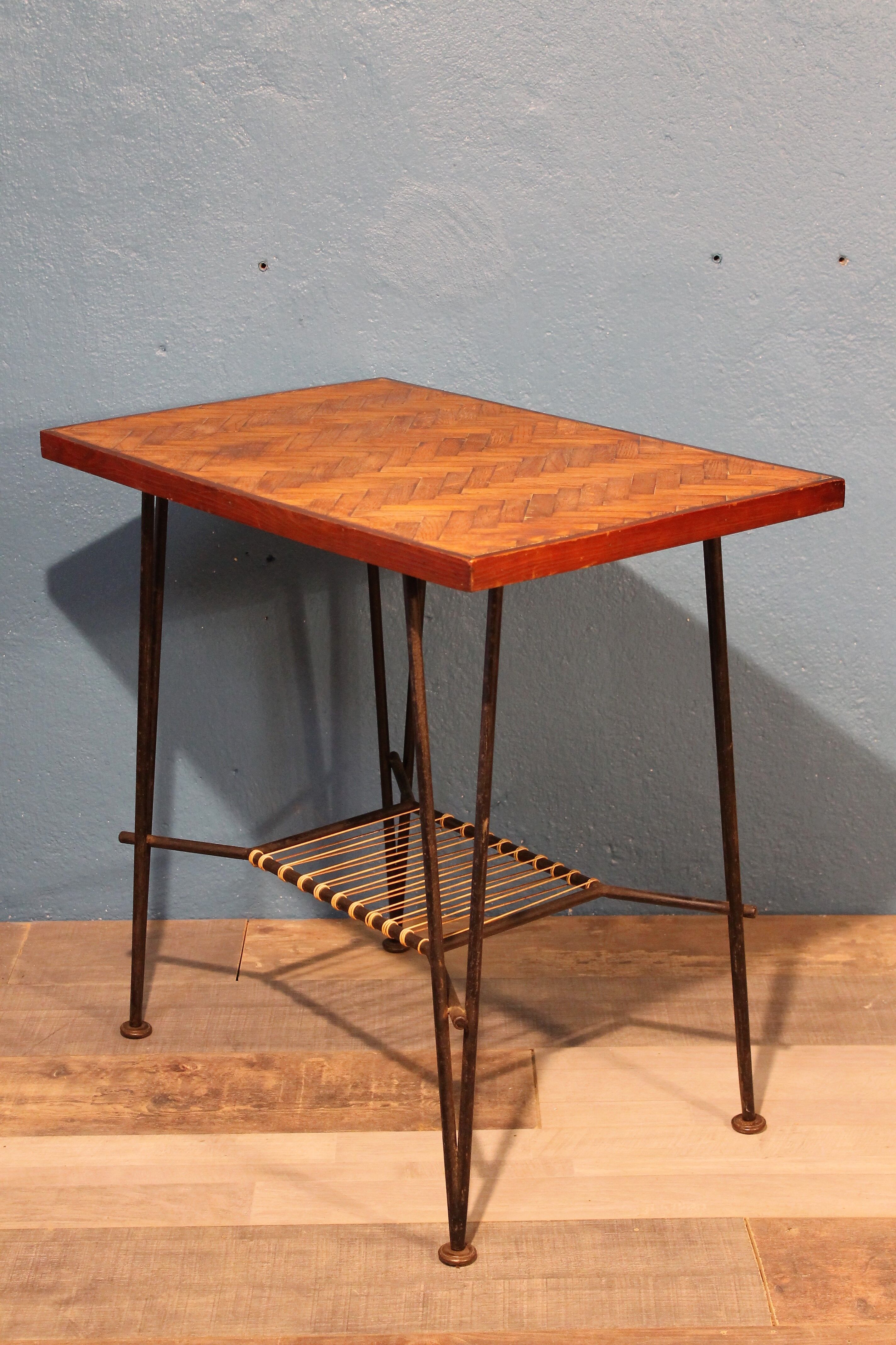 Serving table metal & wood 1950