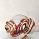 Vintage Murano glass vase, white and orange opaline from the 1970s.