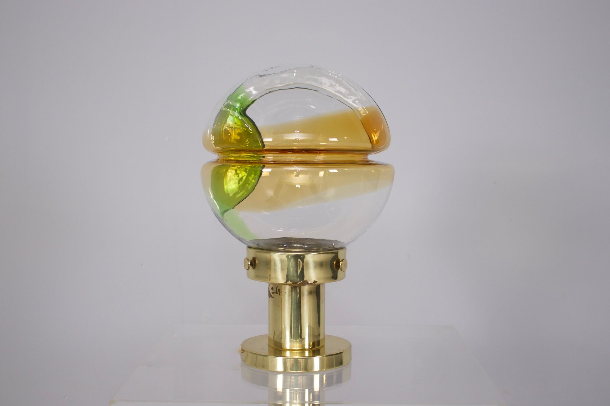 Lamp Kaiser brass glass & amber