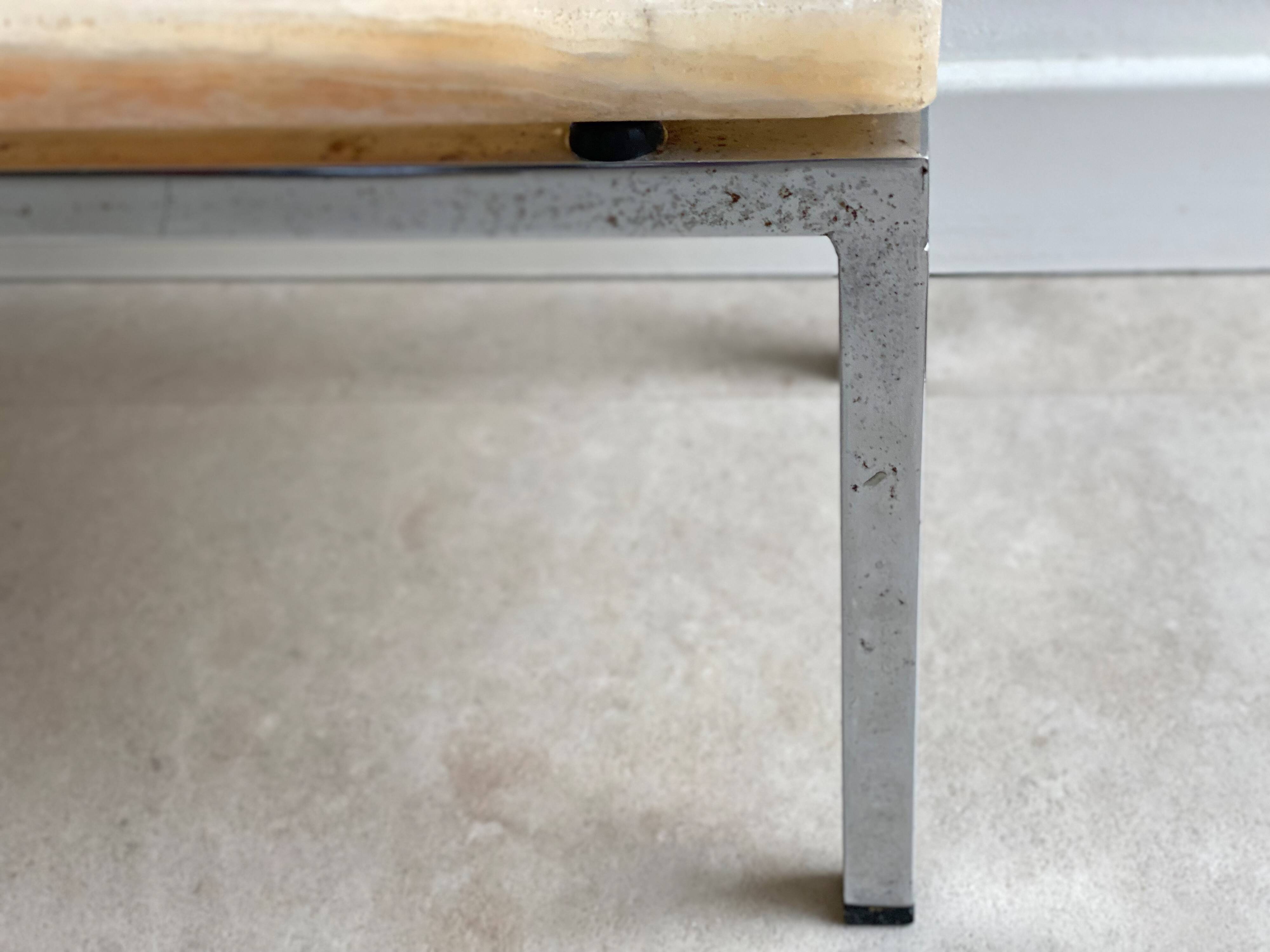 Vintage chrome plant table / side table with a marble top