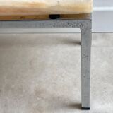 Table à plantes / table d'appoint chromée vintage avec plateau en marbre