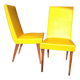 Pair of yellow chairs skaï yellow 60s