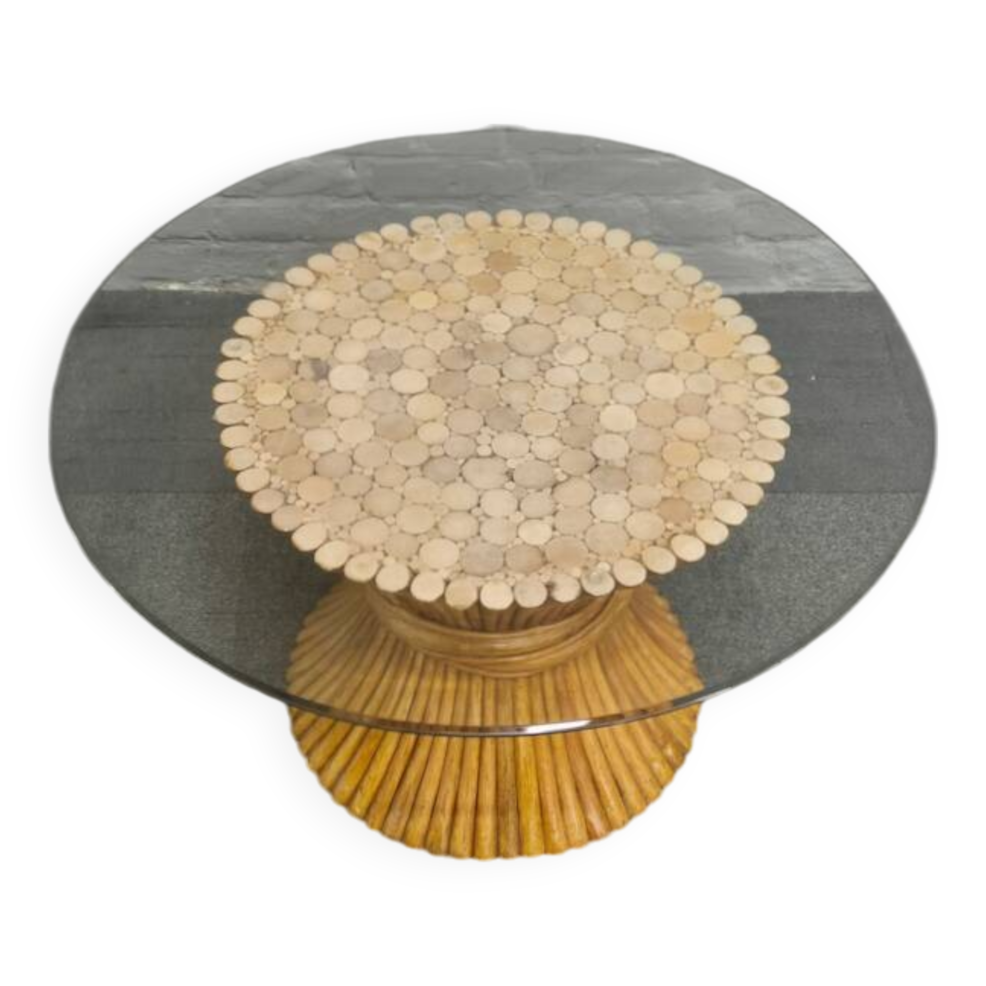 Table d'appoint en graine de blé john mcguire - années 1970