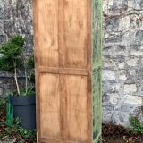 Antique Parisian bonnet wardrobe with khaki patina
