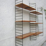 Large shelf String of the ' 60s, solid oak shelves
