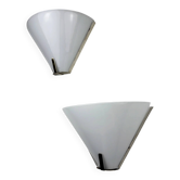 Pair of mid-century conical opal glass wall lights, Italy 1960s