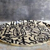 Plateau fibre de verre vintage aux motifs graphiques